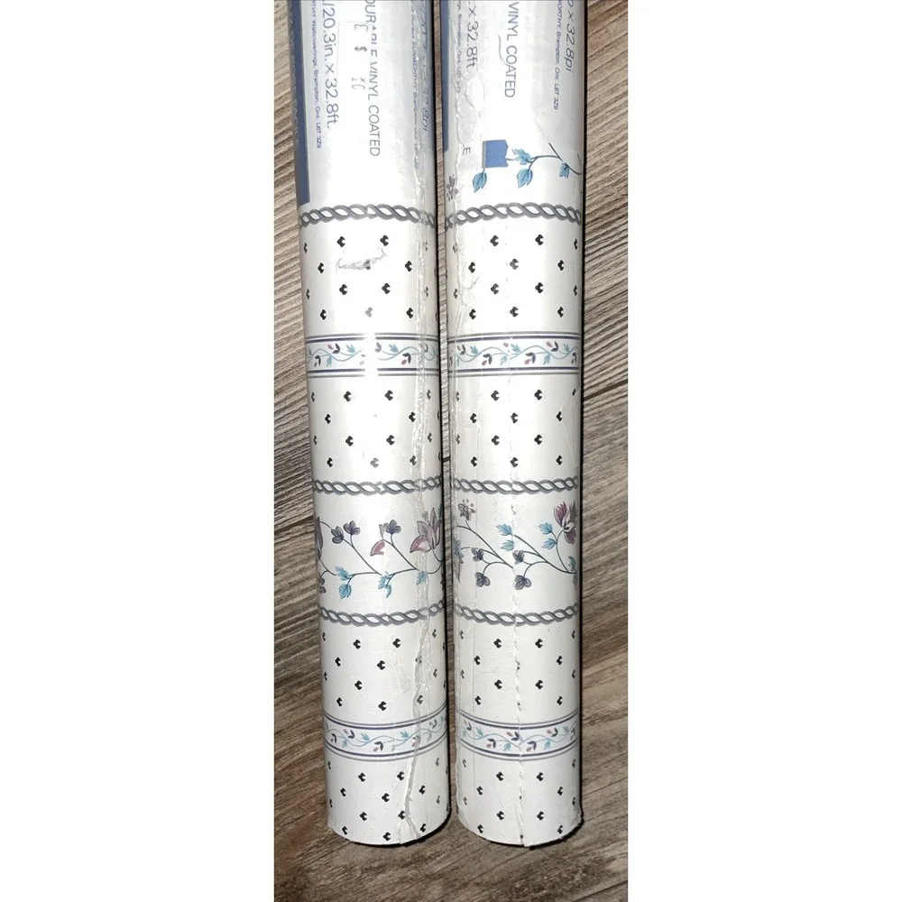 2 VTG Sunworthy Wallpaper Double Roll 55.4 sq.ft.‎ Flowers Pattern Retro